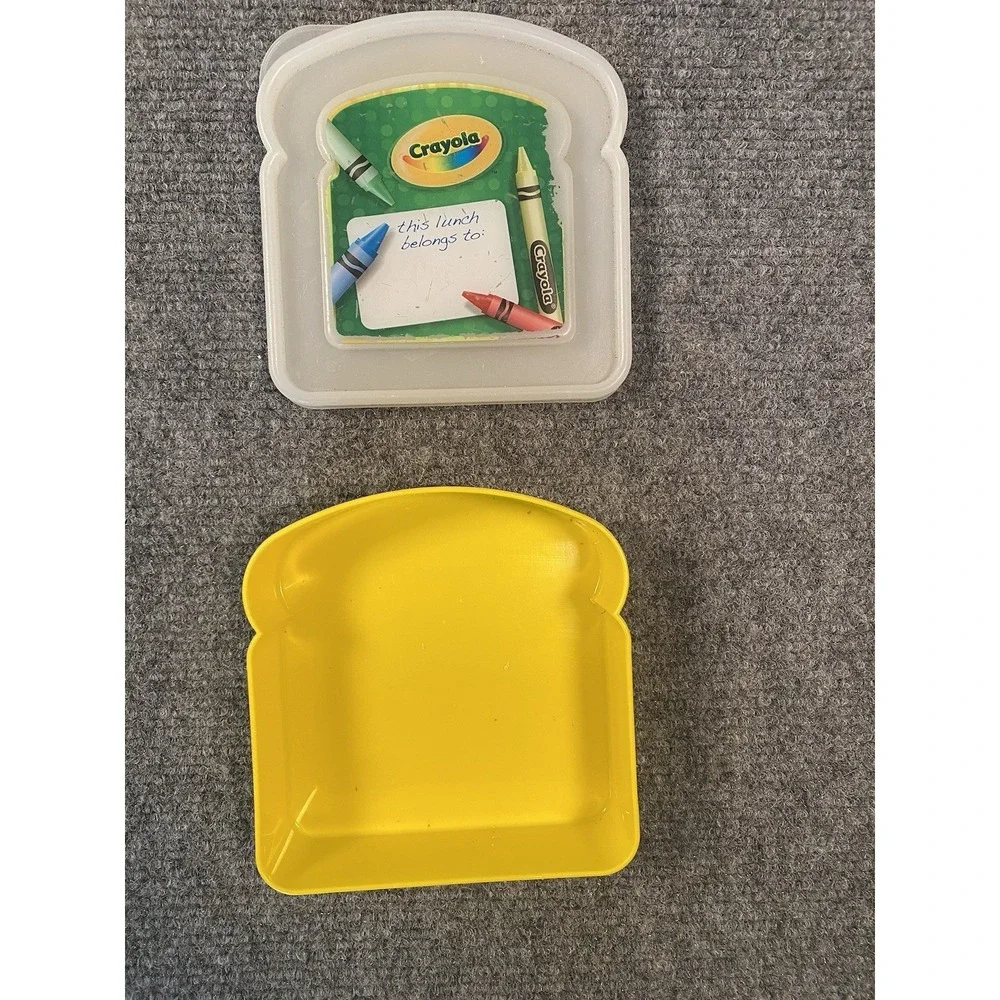 Crayola Snack Packer Sandwich Keeper Lunch Plastic Container with Lid 2005 5X5